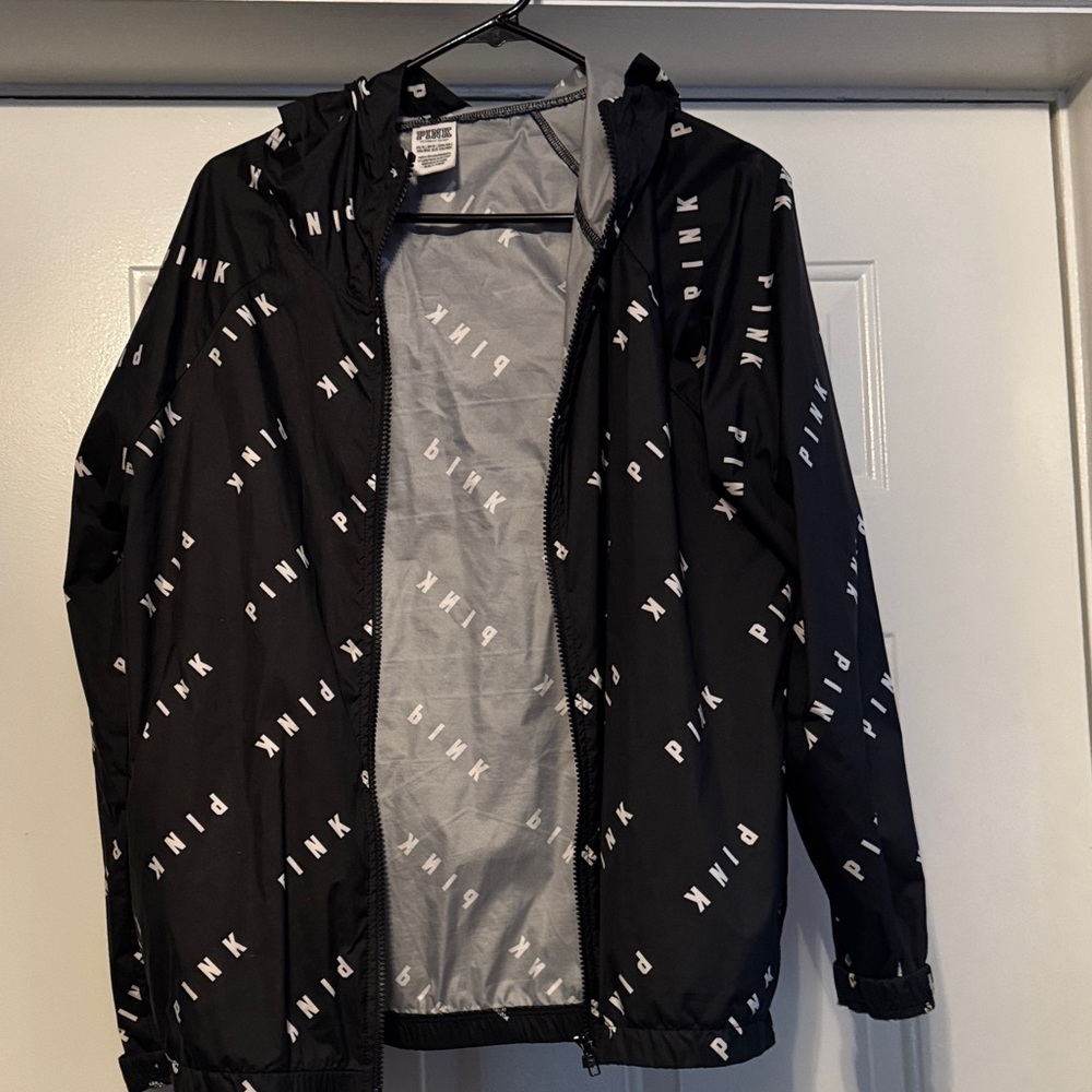 Pink Black and White PINK Windbreaker Jacket